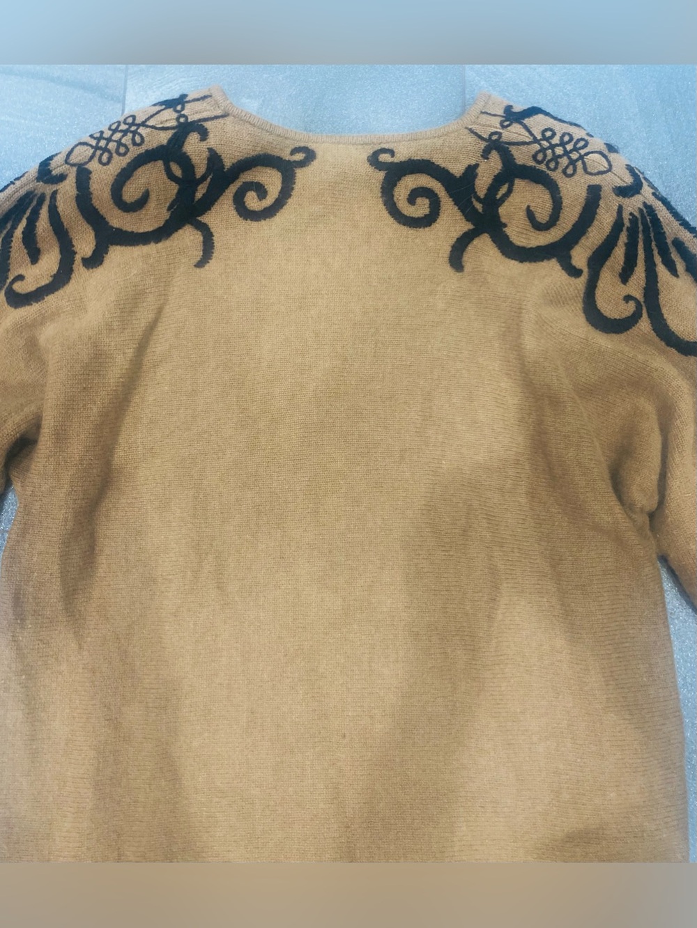 Women’s Vintage Crismina Lambs Wool Angora Embroidered Beaded Sweater Tassles - Picture 10 of 10